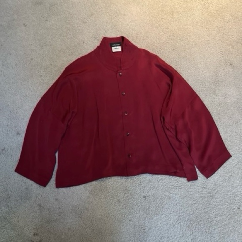 Vintage Eskandar Dark Red Silk Blouse